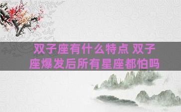 双子座有什么特点 双子座爆发后所有星座都怕吗